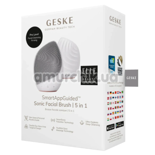 Ультразвуковая щетка для лица Geske Sonic Facial Brush 5 in 1, кремовая