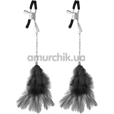 Зажимы для сосков Sweet Caress Feather Nipple Clamps, черные - Фото №1