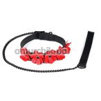 Ошейник с поводком Liebe Seele Flower Rhythm Leather Collar With Leash, черно-красный - Фото №1