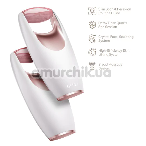 Роликовий масажер для обличчя Geske Rose Quartz Roller 5 in 1, кремовий