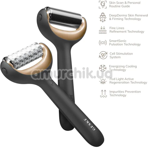 Массажер-роллер для лица и тела с микроиглами Geske MicroNeedle Face & Body Roller 8 in 1, серый