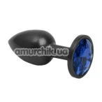 Анальная пробка с синим кристаллом SWAROVSKI Zcz, черная матовая - Фото №1