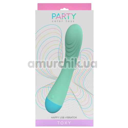 Вибратор для точки G Party Color Toys Toky, бирюзовый