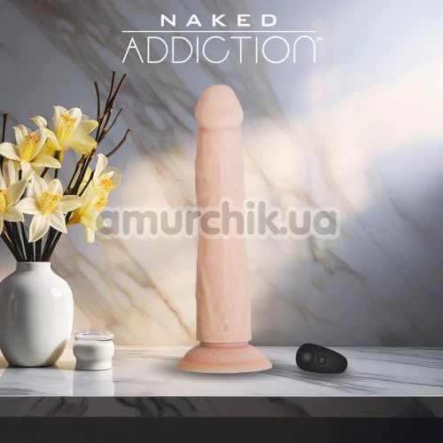 Вибратор с ротацией и толчками Addiction Naked Rotating & Thrusting Dong 8, телесный
