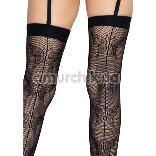 Панчохи Leg Avenue Butterfly Back Seam Thigh Highs, чорні