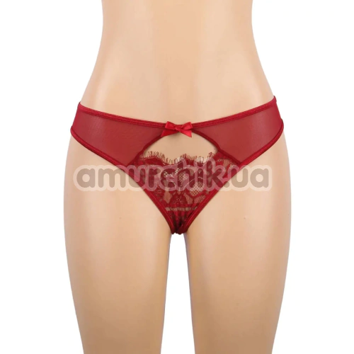 Комплект Star Night Sheer & Lace Bow Garter Belt, червоний: пояс для панчіх + трусики