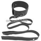 Ошейник с поводком DS Fetish Wide Collar With Leash, черный - Фото №1