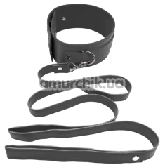Ошейник с поводком DS Fetish Wide Collar With Leash, черный - Фото №1