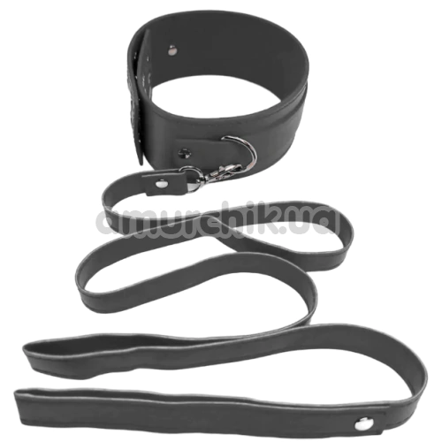 Ошейник с поводком DS Fetish Wide Collar With Leash, черный - Фото №1