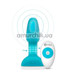 Анальная пробка с вибрацией и ротацией B-Vibe Rimming Plug Petite, бирюзовая - Фото №1
