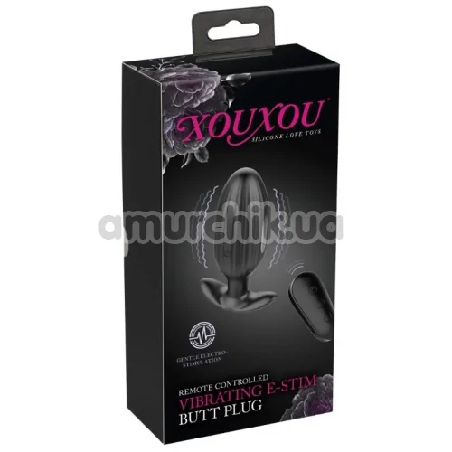 Анальная пробка с вибрацией и электростимуляцией XouXou Vibrating E-Stim Butt Plug, черная
