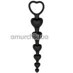 Анальная цепочка Alume Silicone Heart Bead Anal Chain, черная - Фото №1