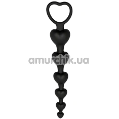 Анальная цепочка Alume Silicone Heart Bead Anal Chain, черная - Фото №1