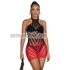 Сукня Star Night Seductive See-Through Fishnet Halter Dress, чорно-червона - Фото №1