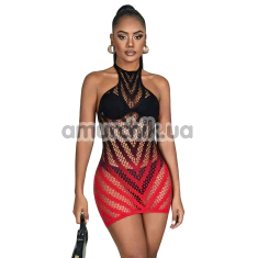 Сукня Star Night Seductive See-Through Fishnet Halter Dress, чорно-червона - Фото №1