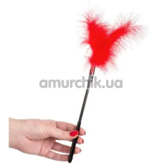Перышко для ласк DS Fetish Tickler With Long Handle, красное - Фото №1