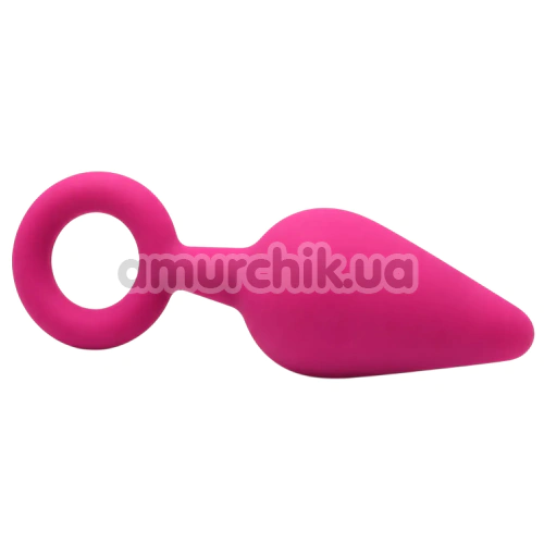 Анальна пробка Alume Silicone Teardrop Anal Plug With Ring S, рожева