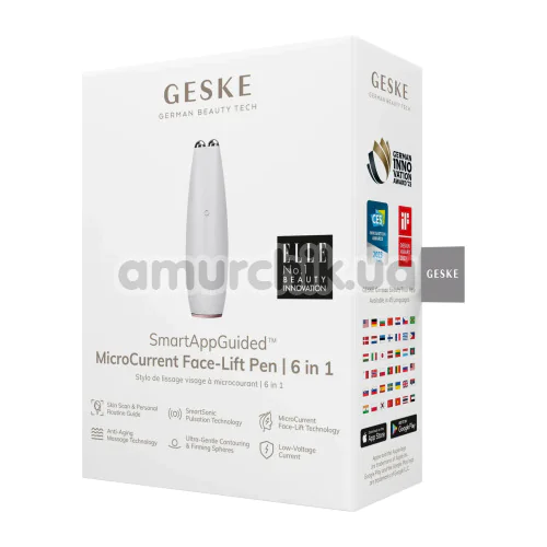 Мікрострумова ручка для підтяжки шкіри обличчя Geske MicroCurrent Face-Lift Pen 6 in 1, кремова