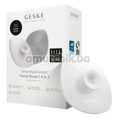 Щетка для лица Geske Facial Brush 4 in 1 Suction Mount, белая