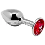 Анальна пробка з червоним кристалом Alive Anal Pleasure Mini Metal Butt Plug L, срібна - Фото №1