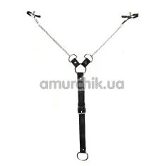 Зажимы для сосков с фиксацией на мошонке Art of Sex Nipple Clamps for Men, серебряные - Фото №1