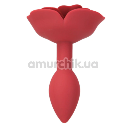 Анальная пробка + вибропуля Lux Active Red Rose Silicone Anal Plug, красная