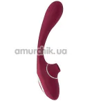 Вібратор з вакуумним стимулятором S Pleasures Premium Dual Suction, бордовий - Фото №1