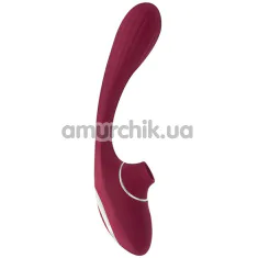 Вібратор з вакуумним стимулятором S Pleasures Premium Dual Suction, бордовий - Фото №1