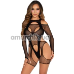 Комплект Leg Avenue Fishnet Garter Harness and Teddy, черный: боди + комбинезон - Фото №1