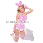 Костюм зайчика JSY Sexy Lingerie розовый: боди + чулки + чокер + манжеты + ушки - Фото №1