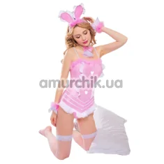 Костюм зайчика JSY Sexy Lingerie рожевий: боді + панчохи + чокер + манжети + вушка - Фото №1