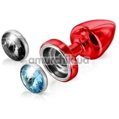 Анальная пробка с черным и голубым кристаллом SWAROVSKI Anni Magnet T1, красная - Фото №1