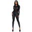 Комбинезон Leg Avenue Sheer Rhinestone Long Sleeve Catsuit, черный - Фото №1