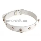 Ошейник с тремя колечками sLash SUB Leather Choker, белый - Фото №1