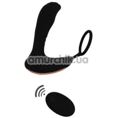Вибростимулятор простаты с эрекционным кольцом Black Mont 4.1, черный - Фото №1
