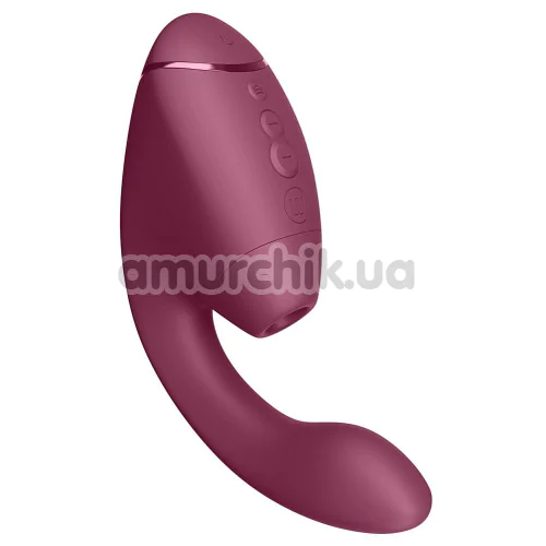 Вібратор з вакуумним стимулятором Womanizer Next Duo, бордовий - Фото №1