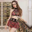 Костюм студентки JSY Sexy Lingerie 5717, черно-красный: топ + юбка + трусики + пояс + очки + бантики для волос - Фото №4