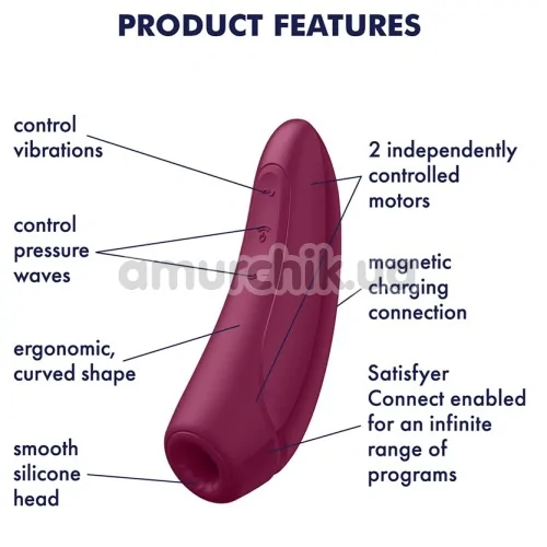 Симулятор орального сексу для жінок Satisfyer Curvy 1+, бордовий