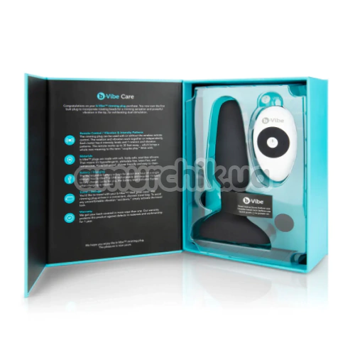 Анальная пробка с вибрацией и ротацией B-Vibe Rimming Plug 2, черная