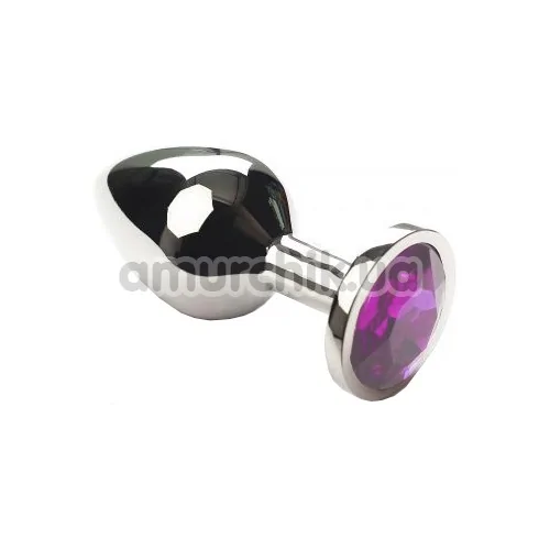 Анальна пробка з бузковим кристалом SWAROVSKI Silver Amethyst Middle, срібна