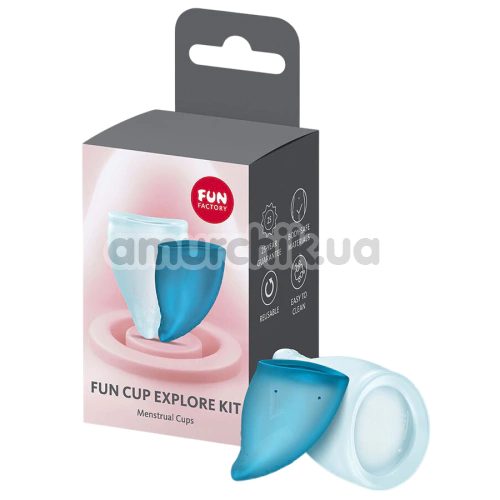 Набір з 2 менструальних чаш Fun Factory Fun Cup Explore Kit, бірюзовий
