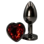 Анальна пробка з червоним кристалом Alume Metal Heart Plug M, чорна - Фото №1