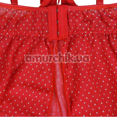 Комплект Star Night Bow-Knot Hollow Out Babydoll Set, красный: пеньюар + трусики