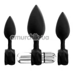 Набор из 3 анальных пробок с вибрацией Bathmate Anal Training Plugs Vibe, черный - Фото №1