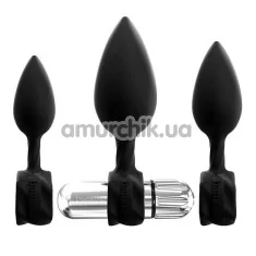 Набор из 3 анальных пробок с вибрацией Bathmate Anal Training Plugs Vibe, черный - Фото №1