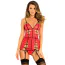 Комплект 2 Piece Caged Lace Chemise & G Set, червоний: пеньюар + трусики-стрінги - Фото №1
