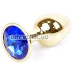 Анальная пробка с синим кристаллом Exclusivity Jewellery Gold Plug, золотая - Фото №1