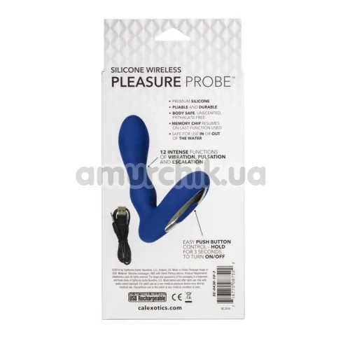 Вібростимулятор простати для чоловіків Silicone Wireless Pleasure Probe, синій