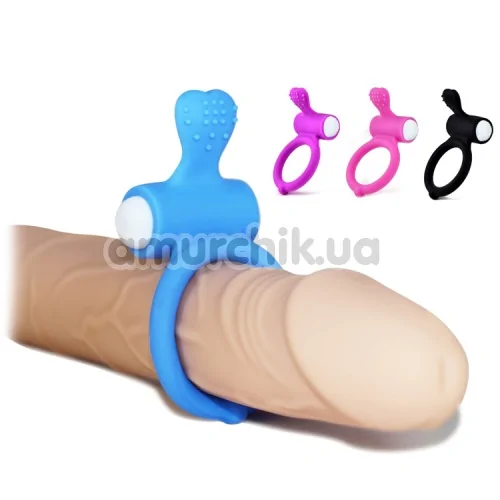 Виброкольцо Power Clit Cockring Heart, голубое