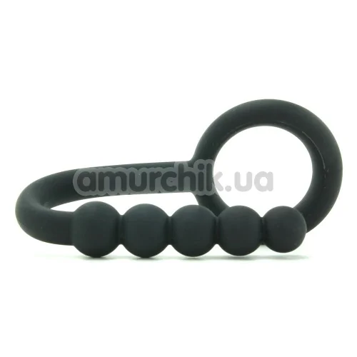 Эрекционное кольцо со стимулятором простаты Ball Cinch With Anal Bead, черное